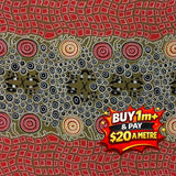 Aboriginal Fire Dreaming Olive 100% Cotton Fabric WOF 110cm- 112cm