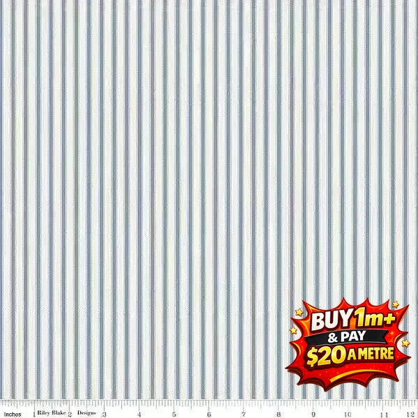 IVY REESE TICKING BLUE - C16605 - BLUE - 100% Cotton