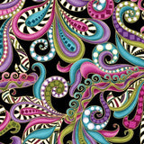 Benartex Dog On It Black Carnival Scroll SKU: 6256M-12 100% Cotton Fabric WOF 110cm- 112cm