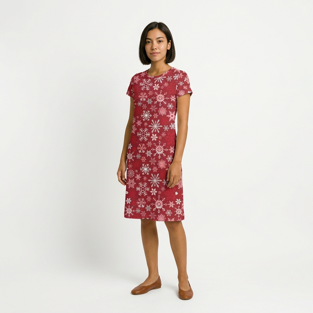 MISTLETOE & HOLLY SNOWFLAKES BARN RED - C16402-BARNRED - 100% COTTON