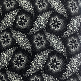 Black and White Floral 100% Fabric Grey WOF 110cm - 112cm