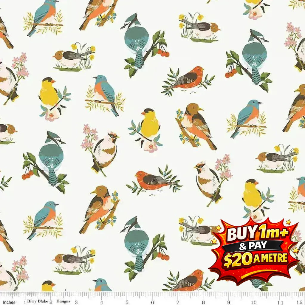 WINGED MEDLEY BIRDS CLOUD - C15911 - CLOUD - 100% Cotton