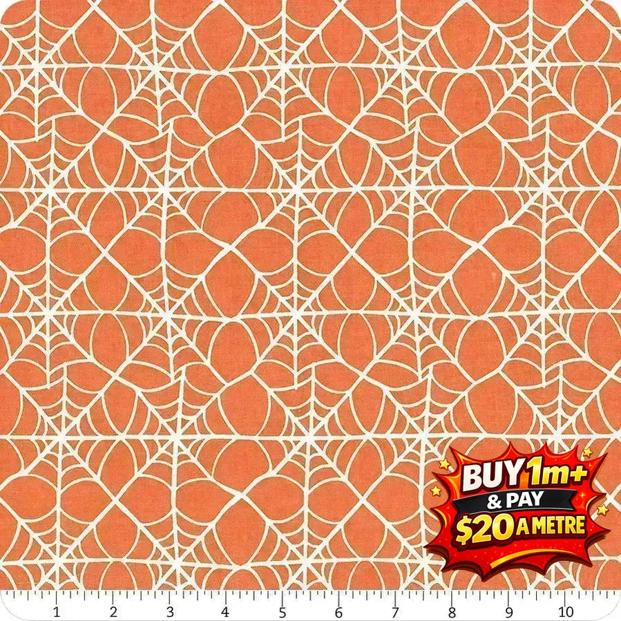 HEY PUMPKIN WEBS ORANGE - C16033 - ORANGE - 100% Cotton