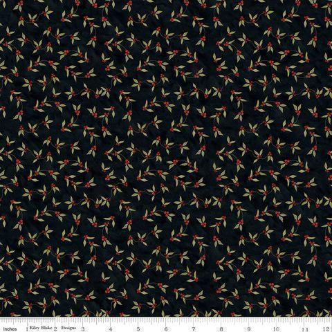NAUGHTY OR NICE HOLLY BERRIES BLACK - C16263-BLACK - 100% COTTON