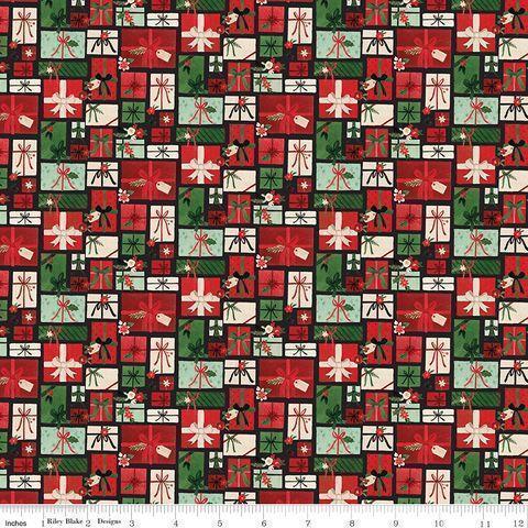 CHARMING CHRISTMAS PRETTY PRESENTS BLACK - C16352-BLACK - 100% COTTON