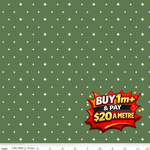 CHARMING CHRISTMAS STARS GREEN - C16355-GREEN - 100% COTTON