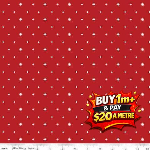 CHARMING CHRISTMAS STARS RED - C16355-RED - 100% COTTON