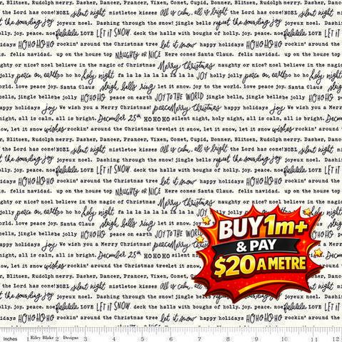 CHARMING CHRISTMAS WORDS CLOUD - C16357-CLOUD - 100% COTTON