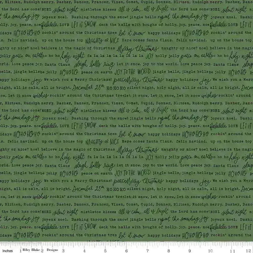 CHARMING CHRISTMAS WORDS GREEN - C16357 - GREEN - 100% Cotton
