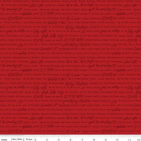 CHARMING CHRISTMAS WORDS RED - C16357-RED - 100% COTTON