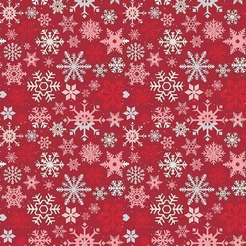 MISTLETOE & HOLLY SNOWFLAKES BARN RED - C16402-BARNRED - 100% COTTON