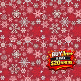 MISTLETOE & HOLLY SNOWFLAKES BARN RED - C16402-BARNRED - 100% COTTON