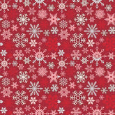 MISTLETOE & HOLLY SNOWFLAKES BARN RED - C16402-BARNRED - 100% COTTON