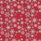 MISTLETOE & HOLLY SNOWFLAKES BARN RED - C16402-BARNRED - 100% COTTON