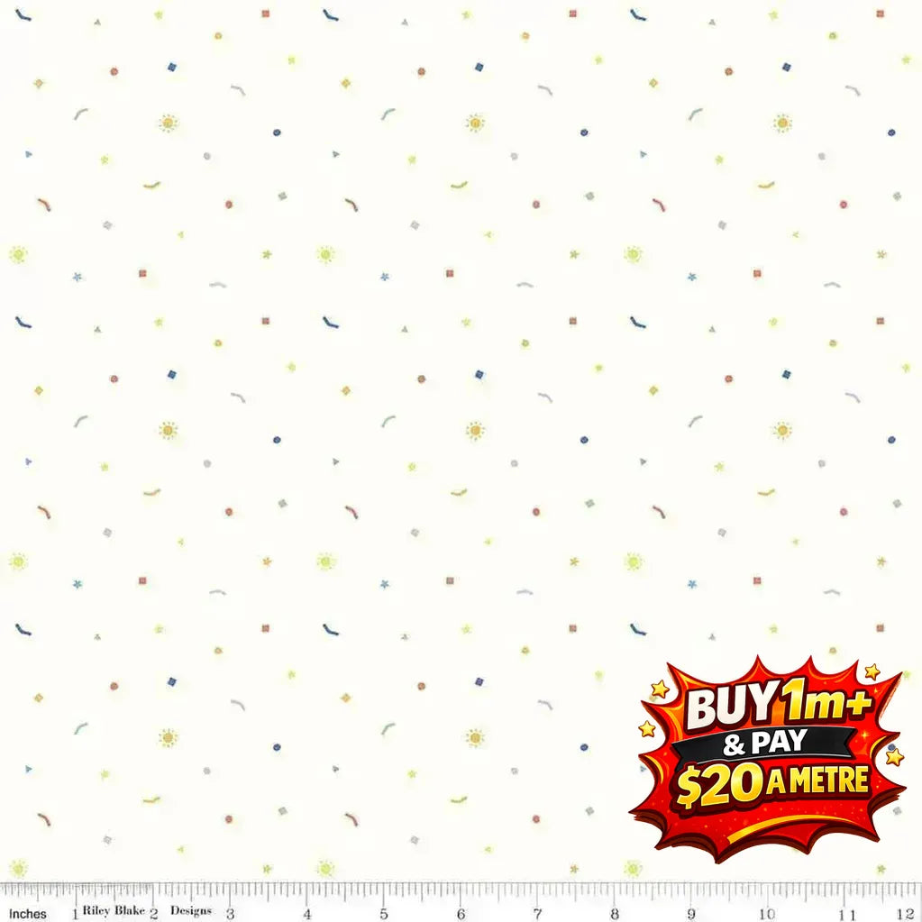 NEW BOX OF CRAYONS CONFETTI CLOUD - C16514 - CLOUD - 100% Cotton
