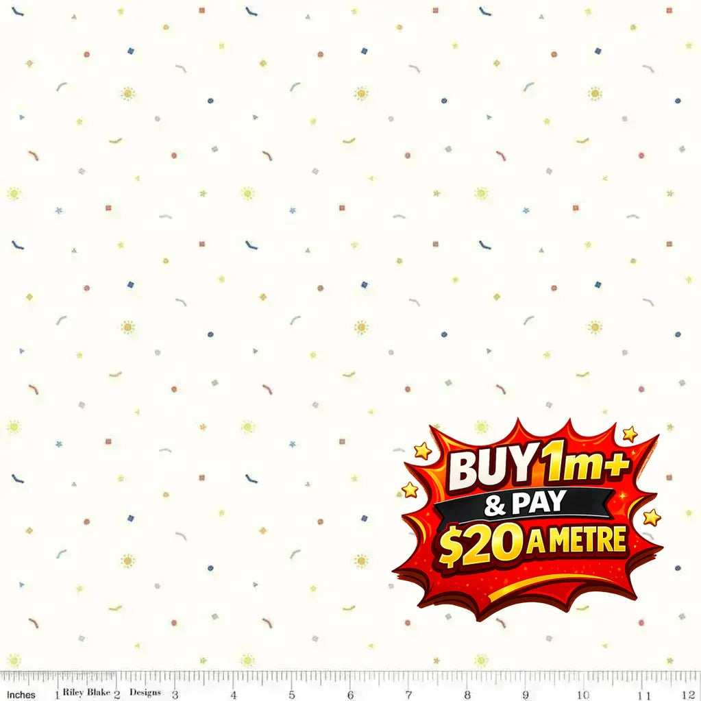 NEW BOX OF CRAYONS CONFETTI CLOUD - C16514 - CLOUD - 100% Cotton