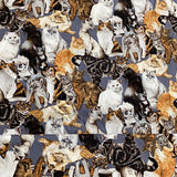 Cats Corner Scattered Cats 100% Cotton Fabric WOF 110cm- 112cm