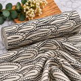 Black & Cream Abstract Geometric Leaf Fabric Premium 100% Cotton Fabric 46cm x 55cm