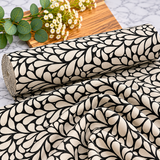 Black & Cream Abstract Pebble Leaf Fabric Premium 100% Cotton Fabric 46cm x 55cm