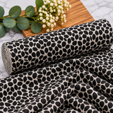 Black & White Abstract Pebble Premium 100% Cotton Fabric 46cm x 55cm