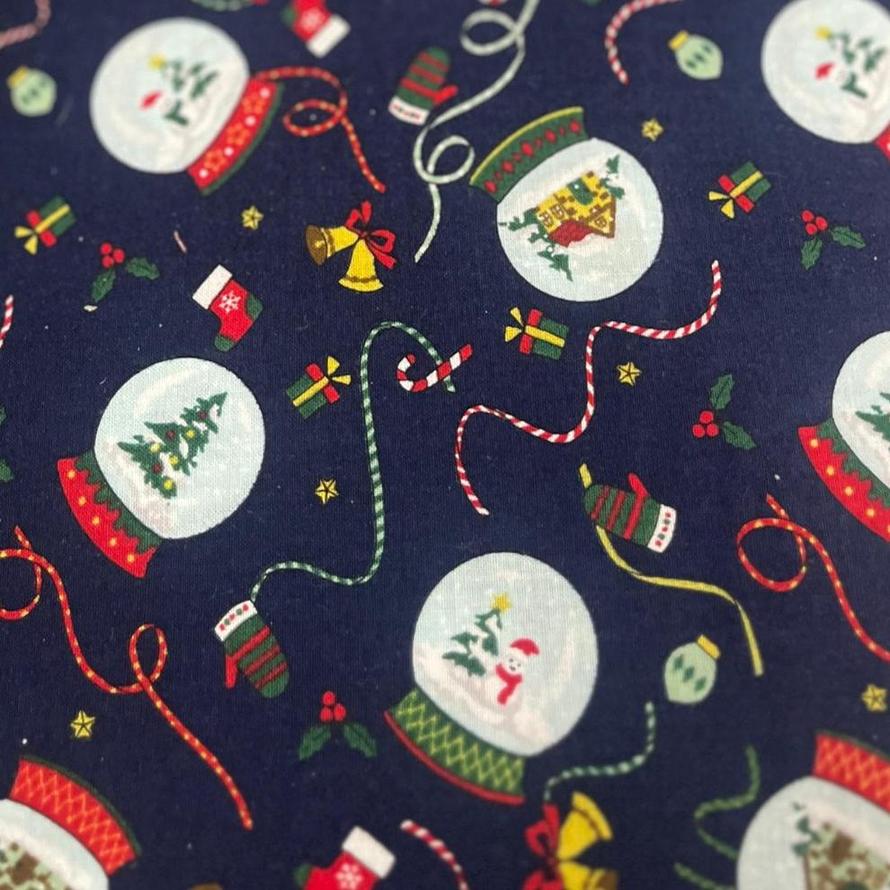 Christmas Blue Snow Globe Fabric DX10620L D