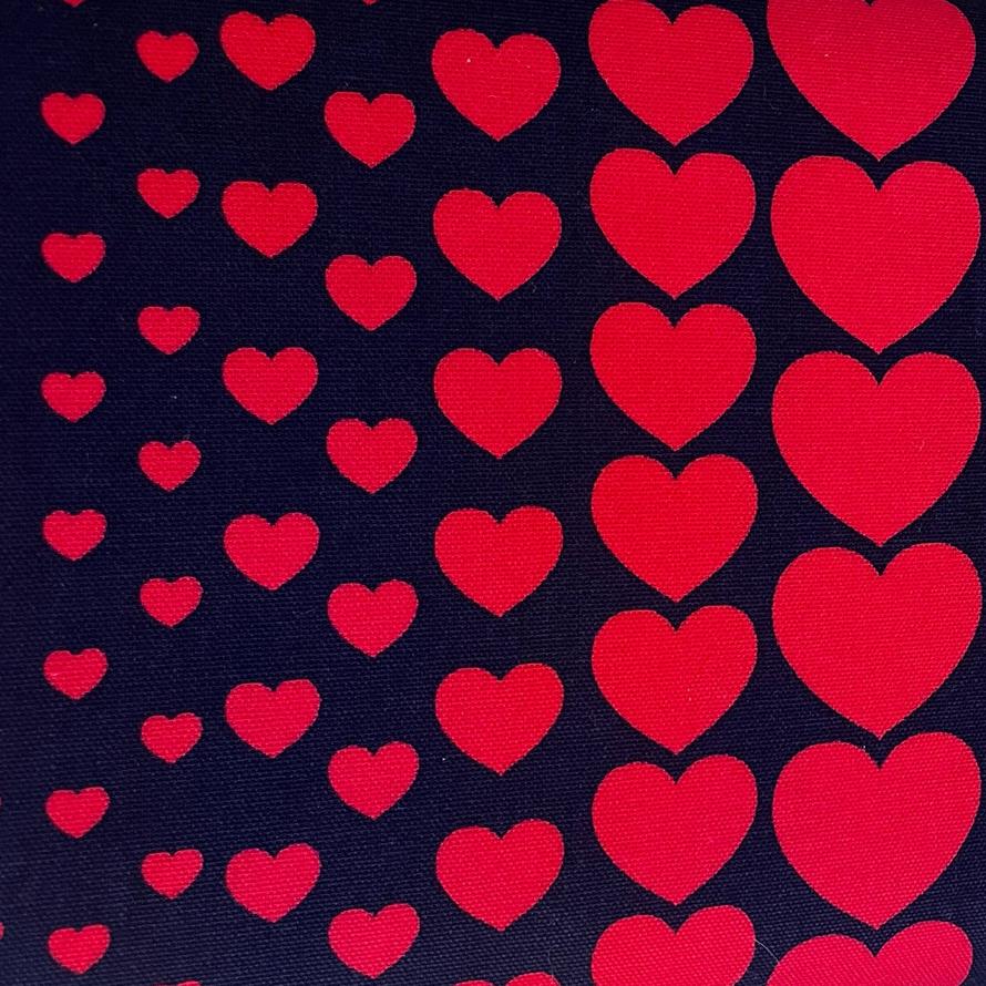 Cosmos Textiles Red Hearts On Navy Linen/Cotton Blend WOF 110cm - 112cm