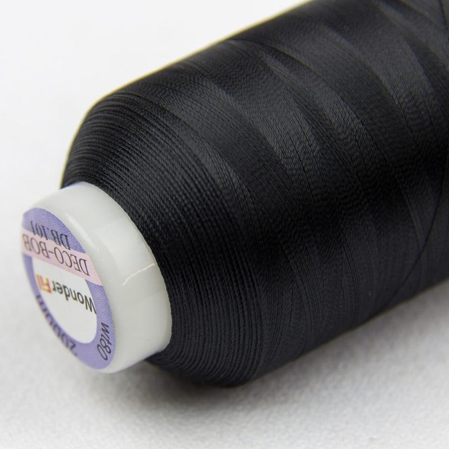 Thread - DecoBob Polyester - 80Wt - DB101 - Black