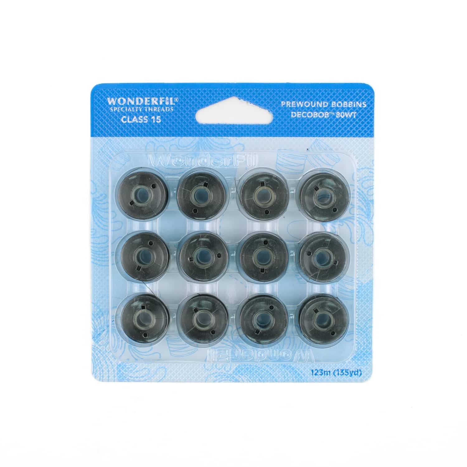 DecoBob prewound bobbins 122 Dark Grey Class 15