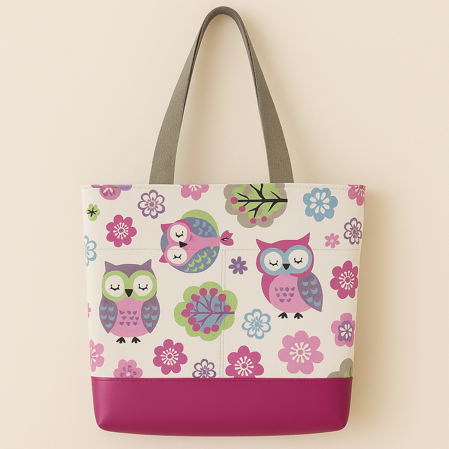 DIY Luxe Tote Bag Kit – Premium Fabric + Easy Instructions Pink Owl