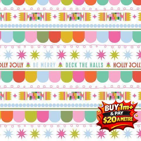 DECK THE HALLS CHRISTMAS STRIPE DV6921 100% COTTON