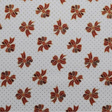 Evergreen Bows on White Fabric with Gold Metallic Dots