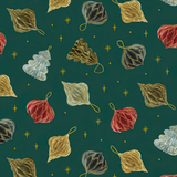 Figo Fabrics Noel by Isabelle Vandeplassche - Metallic - Ornaments - Green.