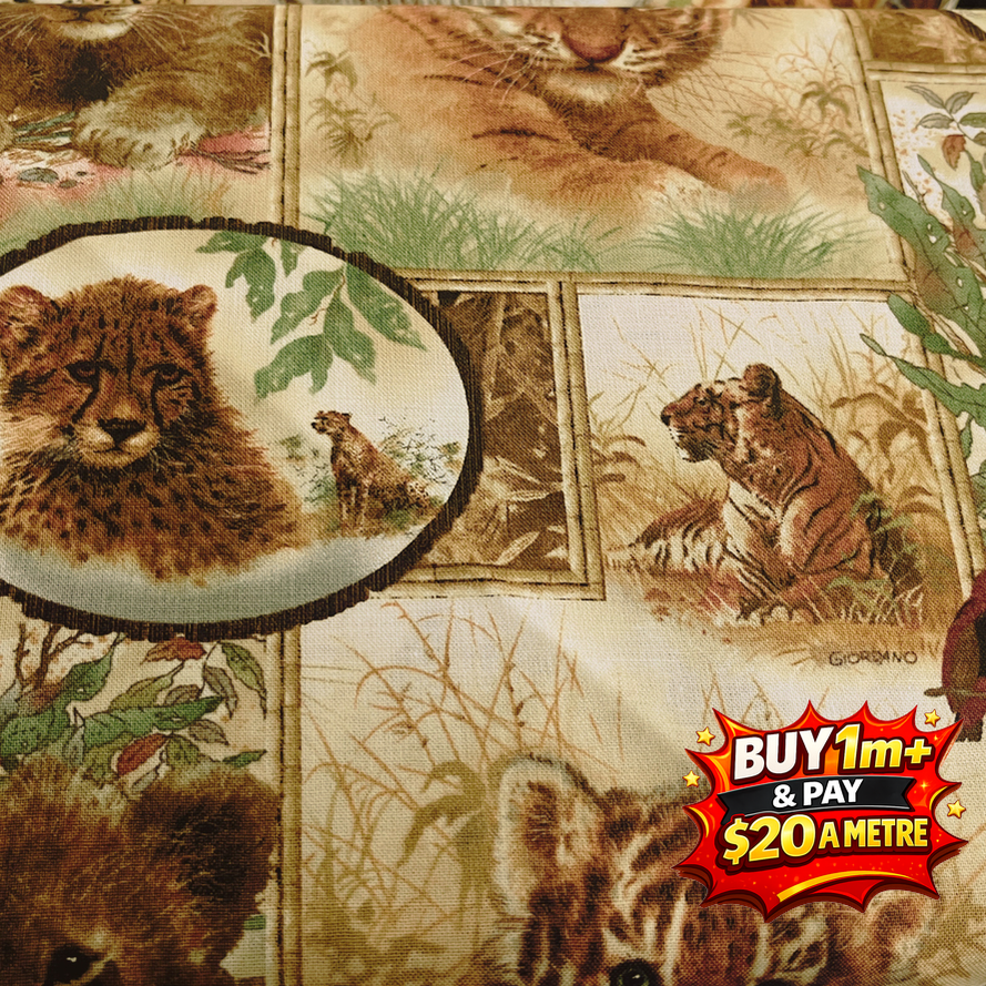 Girodano Studios LLC Tigers 100% Cotton Fabric WOF 110cm-112cm