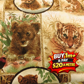 Girodano Studios LLC Tigers 100% Cotton Fabric WOF 110cm-112cm