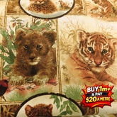 Girodano Studios LLC Tigers 100% Cotton Fabric WOF 110cm-112cm