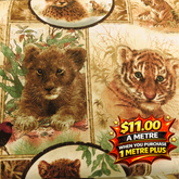 Girodano Studios LLC Tigers 100% Cotton Fabric WOF 110cm-112cm