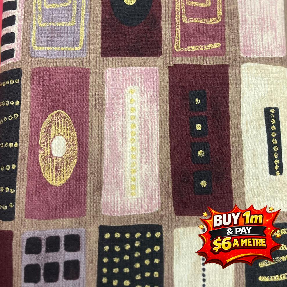 100% Cotton Fabric WOF 110cm- 112cm Final Clearance $6m (1m min cut)