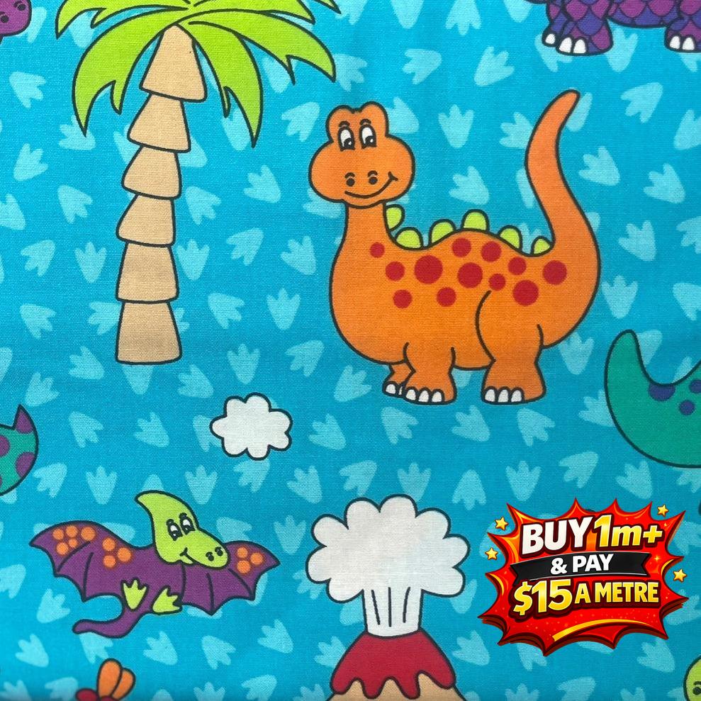 Dino Daze 100% Cotton Fabric WOF 110cm- 112cm
