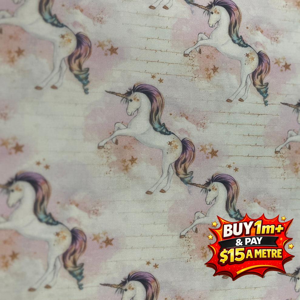 Unicorn 100% Cotton Fabric WOF 110cm- 112cm