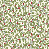 FESTIVE GREETINGS - SWIRLING HOLLY - L01667432B - 100% LASENBY COTTON