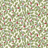 FESTIVE GREETINGS - SWIRLING HOLLY - L01667432B - 100% LASENBY COTTON