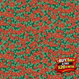 FESTIVE GREETINGS - PEACEFUL POINSETTIAS - L01667434A - 100% LASENBY COTTON