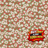 FESTIVE GREETINGS - PEACEFUL POINSETTIAS - L01667434B - 100% LASENBY COTTON