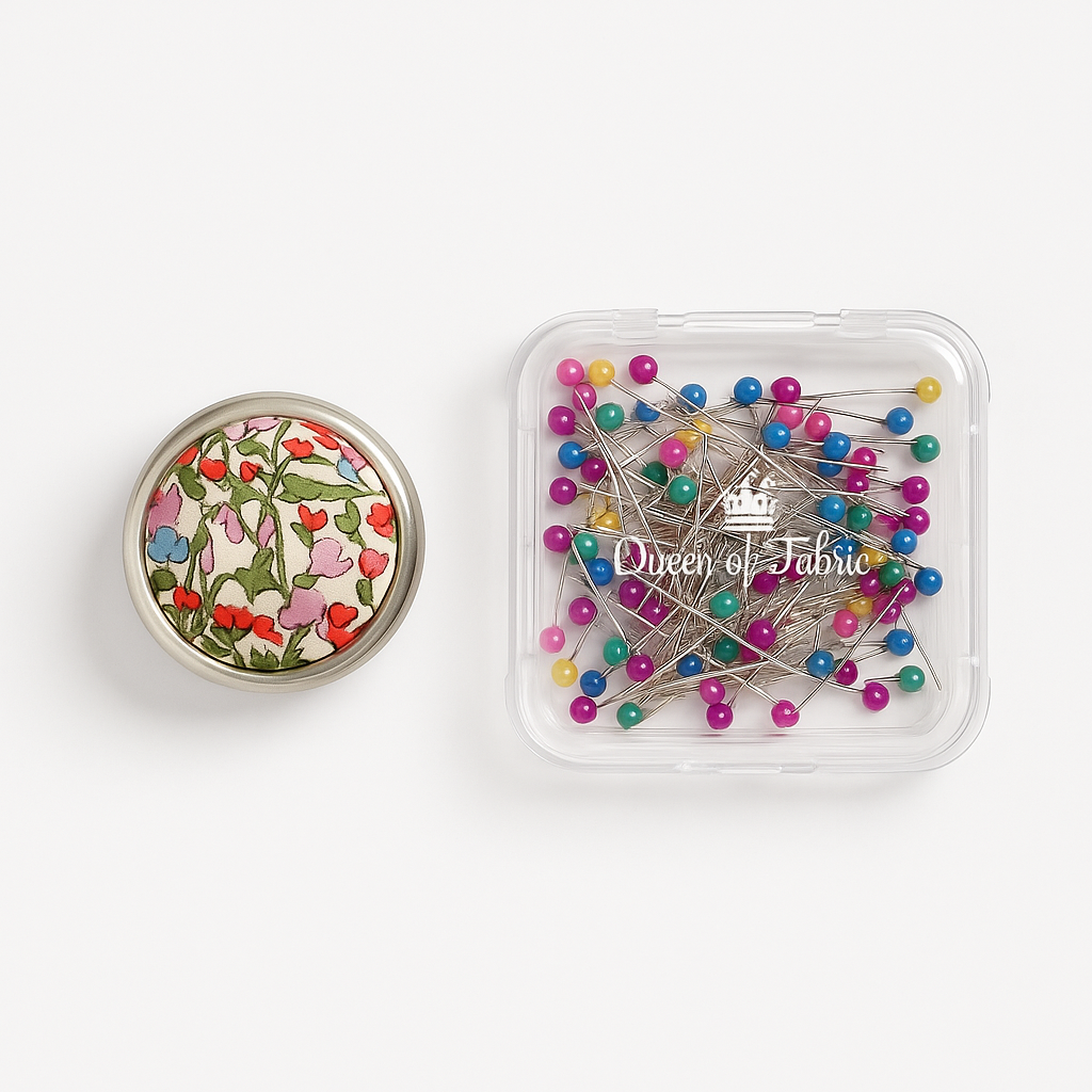 Tana Lawn Liberty Pin Cushion and Coloured Pin Gift Set