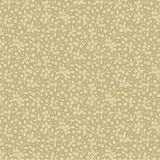 Ebony Petite Petals fabric with a delicate cream floral vine pattern on a light olive green background.