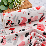 Playful Dogs – Pink, Red & Grey Premium 100% Cotton Fabric 46cm x 55cm
