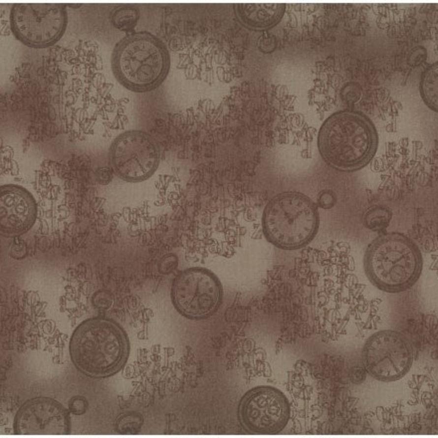 Quilters Basic 11 Time Clock 100% Cotton Fabric WOF 110cm-112cm