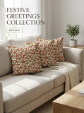 FESTIVE GREETINGS - PEACEFUL POINSETTIAS - L01667434B - 100% LASENBY COTTON