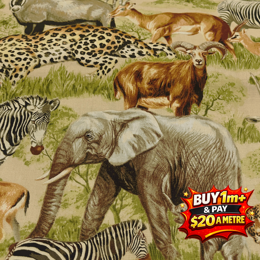 Safari Collection By Sara Morgan for Bluehiill Fabric Patt# 7478100% Cotton Fabric WOF 110cm-112cm