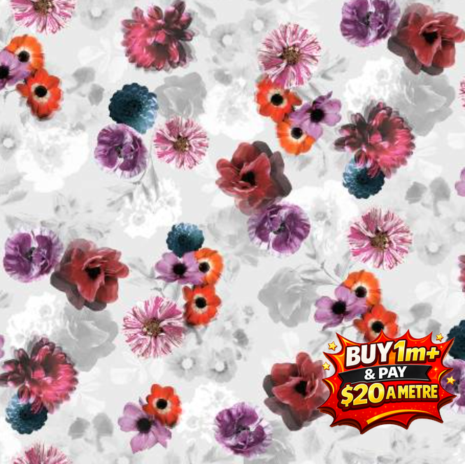 MOON FLOWER PB5716LS FABRIC - 100% COTTON